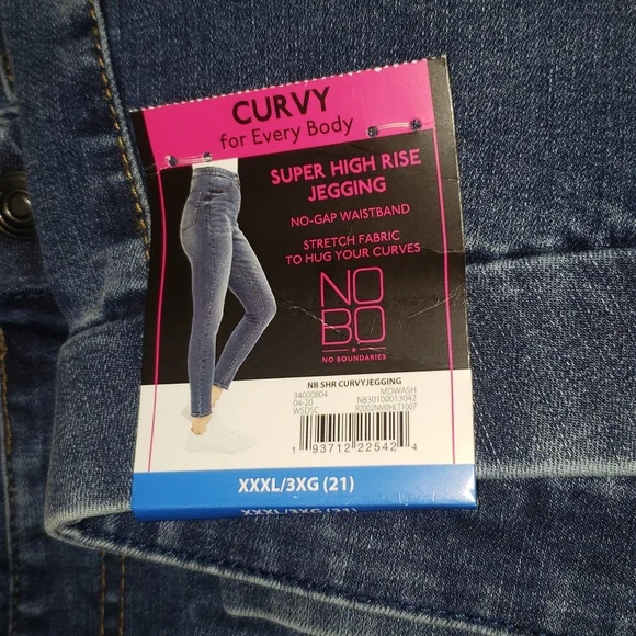 Curvy super high rise med blue Juniors plus XXXL(21) NOBO jeggings stretch jeans - Picture 6 of 7